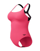 Speedo Womens Flex Band Swimsuit with Swim Bra - Dark Pink - Product Front