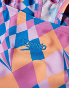 Speedo - Girls Allover Medalist Swimsuit - Pink/Blue - Product Logo