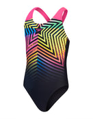 Speedo - Speedo-Girls-Digital-Placment-Splashback-Swimsuit-Black-Pink - Product Front