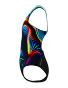 Speedo - Girls Digital Placement Powerback Swimsuit - Black/Blue - Product Side Left