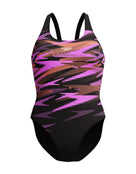 Speedo - Hyperboom Placement Muscleback Swimsuit - Black/Coral Pink - Product Front