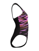 Speedo - Hyperboom Placement Muscleback Swimsuit - Black/Coral Pink - Product Side