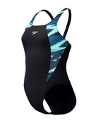 Speedo - Hyperboom Splice Muscleback Swimsuit - Black/Green - Product Front