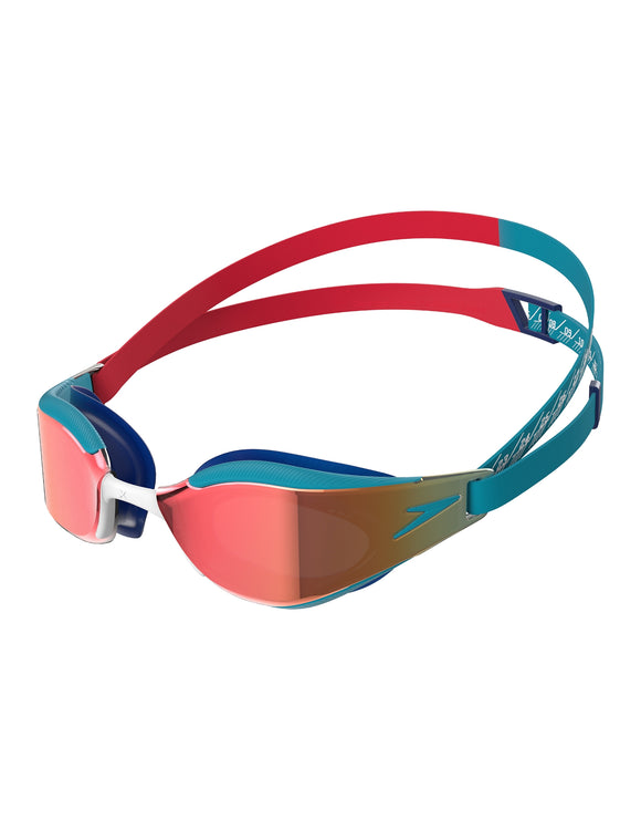 Speedo - Junior Fastskin Hyper Elite Mirror Swim Goggle - Red/Blue - Product Front