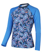 Speedo - Long Sleeve Panel Printed Swim Tee - Blue/Pink - Product Front