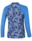 Speedo - Long Sleeve Panel Printed Swim Tee - Blue/Pink - Product Back