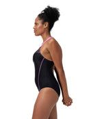 Speedo - Medley Logo Medalist Swimsuit - Black/Purple - Model Side