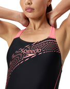 Medley Logo Medalist Swimsuit - Black/Coral Orange