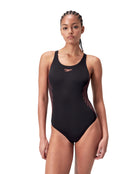 Speedo - Placement Muscleback Swimsuit - Black/Red - Model Front