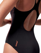 Speedo - Placement Muscleback Swimsuit - Black/Red - Model back Close Up