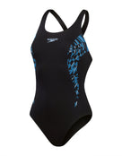 Speedo - Placement Muscleback Swimsuit - Navy/Blue - Product Front