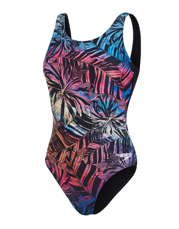 Speedo Placement U-Back Swimsuit - Black/Red | Simply Swim | Simply Swim UK