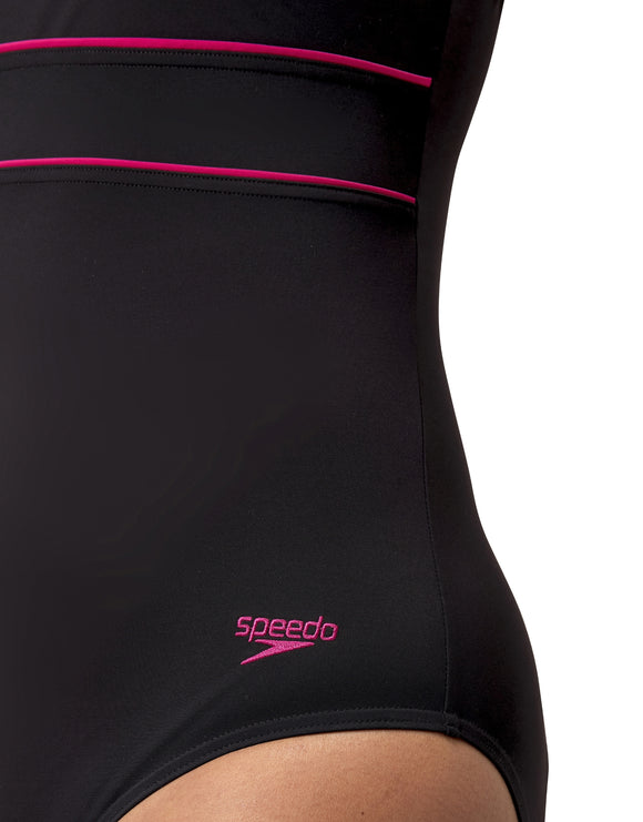 Speedo Shaping ContourEclipse Swimsuit - Black/Pink | Simply Swim ...