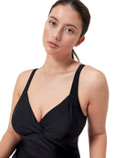 Speedo - Shaping Cross Knot Swimsuit - Black - Model Front Close Up