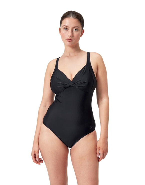 Speedo - Shaping Cross Knot Swimsuit - Black - Model Front