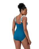 Speedo - Shaping Printed Splice Swimsuit - Green - Model Back