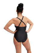 Speedo - Shaping V Neck Swimsuit - Black - Model Back