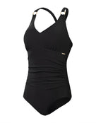 Speedo - Shaping V Neck Swimsuit - Black - Product Front