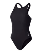 Speedo - Solid Highneck Crossback Swimsuit - Dark Grey - Product Front