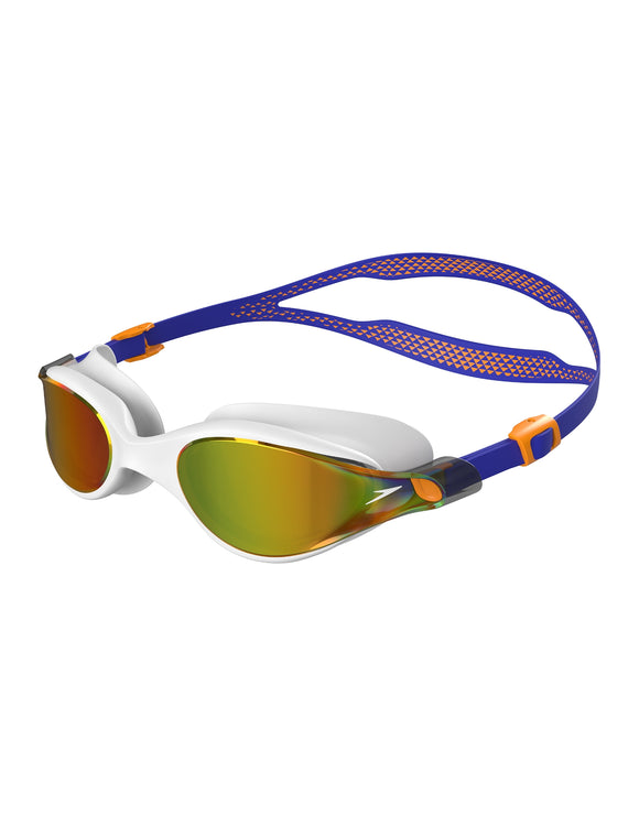 Speedo - Vue Mirrored Adult Swim Goggle - White/Blue - Product Front/Side