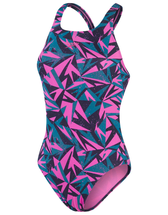 Speedo Hyperboom Allover Medalist Swimsuit - Pink/Green | Simply Swim ...