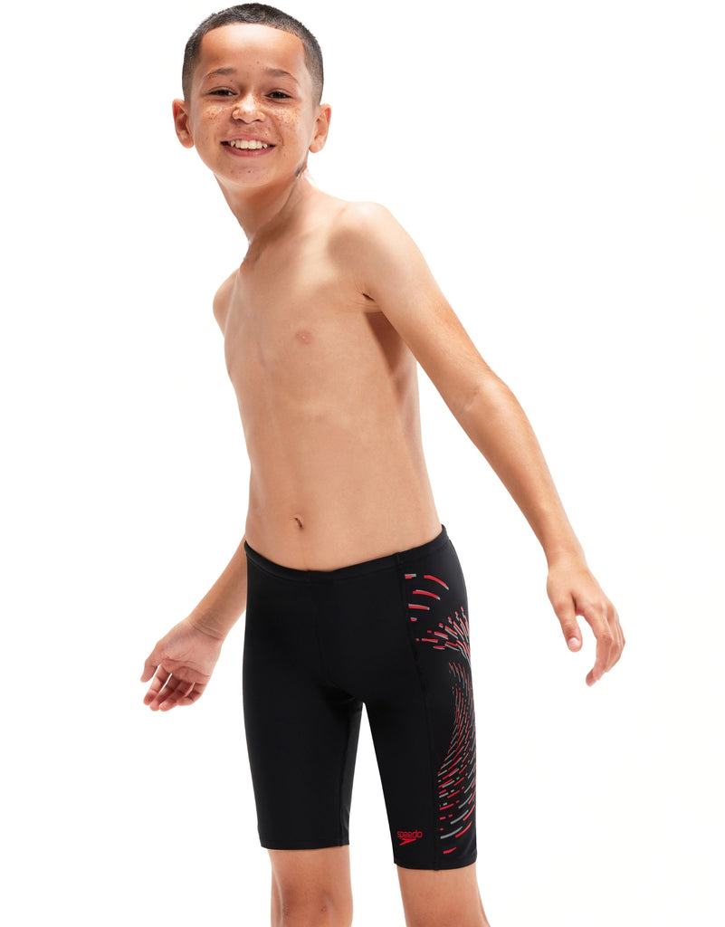 Speedo Boys Placement Print Jammer - Black/Red | Simply Swim | Simply ...