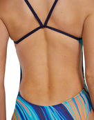 TYR- Riptidal Durafast Elite Cutout Swimsuit - Teal/Orange - Model Back Close Up