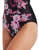 Zoggs - Artisan Adjustable Classicback Swimsuit - Black/Pink - Model Front Close Up