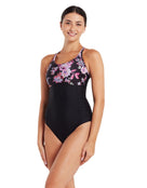 Zoggs - Artisan Multiway Swimsuit - Black/Pink - Model Front/Side