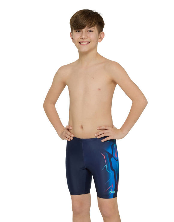 Zoggs - Boys Combat Mid Swim Jammer - Blue - Model Front