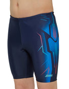 Zoggs - Boys Combat Mid Swim Jammer - Blue - Model Front Close Up