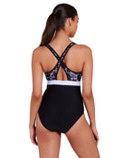 Zoggs - Classique Dakota Crossback Swimsuit - Black/White - Model Back