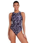 Zoggs - Classique Hi Front Swimsuit - Black/White - Model Front