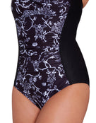 Zoggs - Classique Ruched Front Swimsuit - Black/White - Model Front Close Up