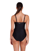 Zoggs - Classique Ruched Front Swimsuit - Black/White - Model Back