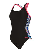 Zoggs - Crazy Wash Atomback Swimsuit - Black/Multi - Product Front