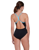 Zoggs - Cuba Sprintback Swimsuit - Black/Blue/Green - Model Back