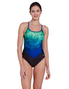 Zoggs - Cyber Sprintback Swimsuit - Black/Blue - Model Front