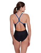 Zoggs - Cyber Sprintback Swimsuit - Black/Blue - Model Back