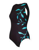 Zoggs - Daintree Hi Front Swimsuit - Black/Blue - Product Front