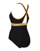 Zoggs - Dakota Crossback Swimsuit - Black/Gold - Product Back