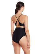 Zoggs - Dakota Crossback Swimsuit - Black/Gold - Model Back