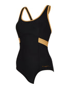 Zoggs - Dakota Crossback Swimsuit - Black/Gold - Product Front