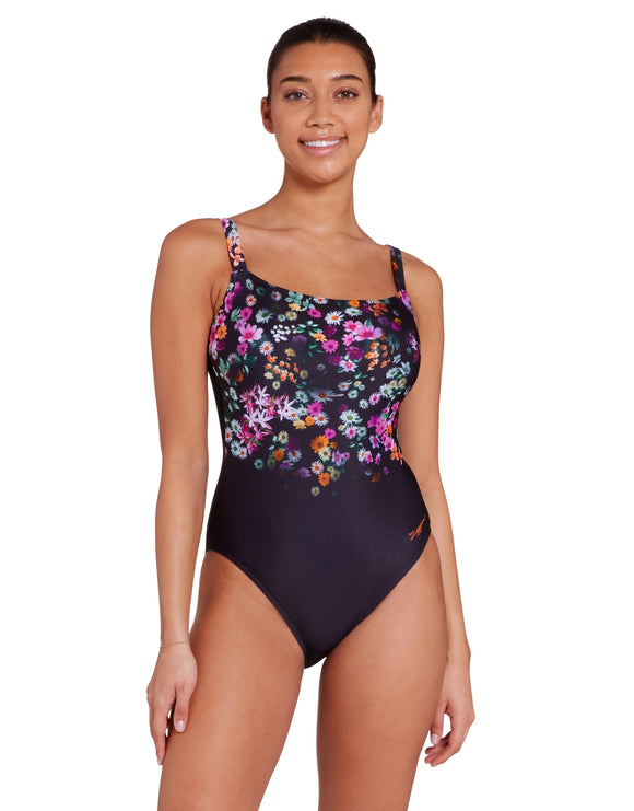 Zoggs - Dream Adjustable Classicback Swimsuit - Black/Multi - Model Front