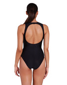 Zoggs - Dream Hi Front Swimsuit - Black/Multi - Model Back