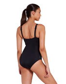 Zoggs - Dream Wrap Panel Classicback Swimsuit - Black/Green/Orange - Model Back