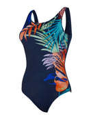 Zoggs - Elegance Scoopback Swimsuit - Navy/Multi - Product Front