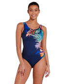 Zoggs - Elegance Scoopback Swimsuit - Navy/Multi - Model Front