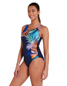 Zoggs - Elegance Scoopback Swimsuit - Navy/Multi - Model Side