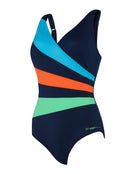 Zoggs - Elegance Wrap Panel Classicback Swimsuit - Blue/Orange/Green - Product Front